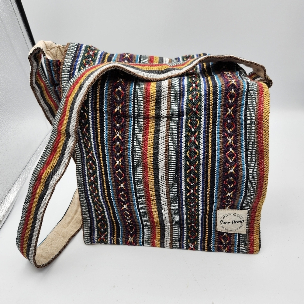 Core Hemp Coolorful Striped Crossbody Boho Gypsy Hippy Bag